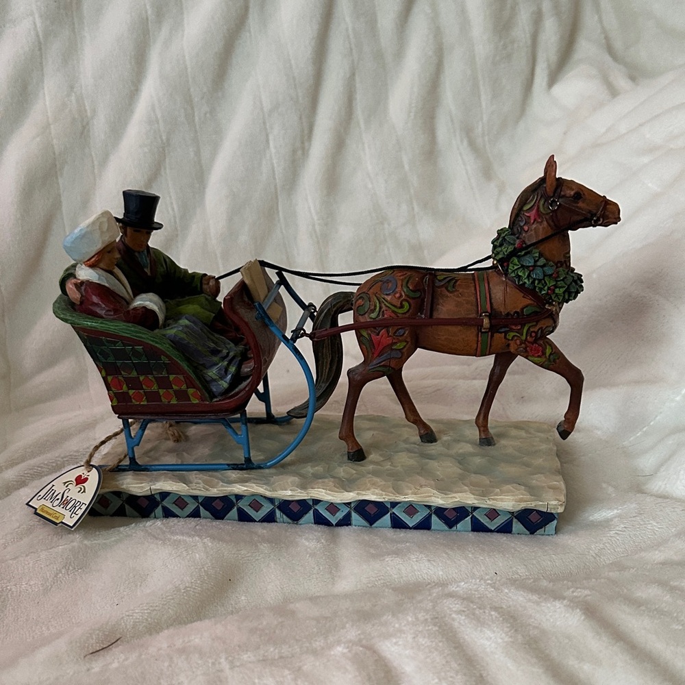 Jim Shore Festive Sleigh with Brown Horse